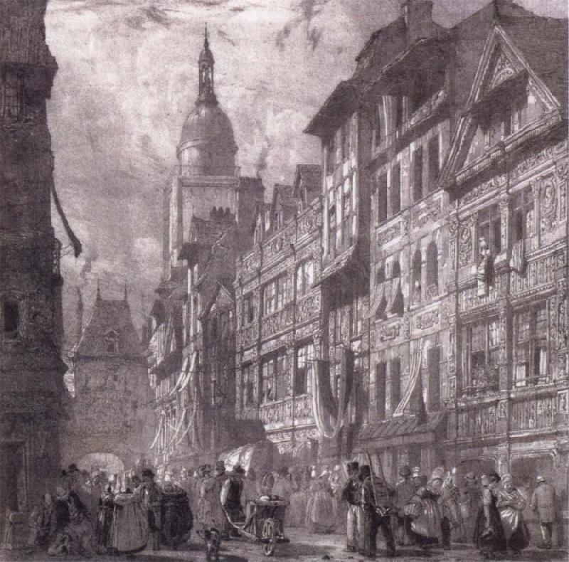 Rue du Gros-Horloge a Rouen, Richard Parkes Bonington